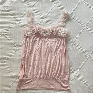 Pink Lace Trim Top